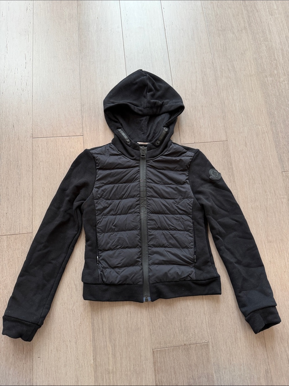 Moncler kid’s Quilted Front Hooded Jacket - Black size 8